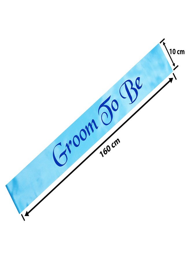 Decofy Groom To Be Sash & King Crown For Boys & Men's | Perfect for bachloratte Party | Groom to Be Sash For Pre Wedding Shoot -Blue (2 pc) - Image 2